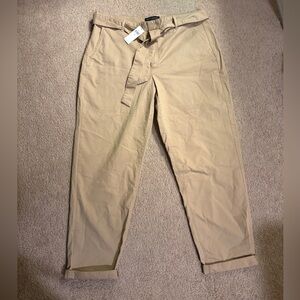 Banana Republic Chino Pant Womens Size 8 Brown/khaki Belted Straight Leg Casual